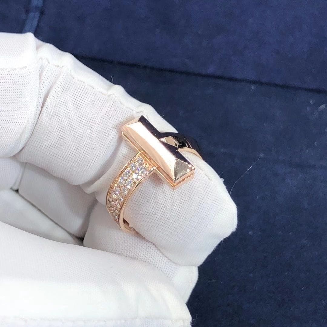 Кольцо Tiffany T1 розовое золото, бриллианты 7