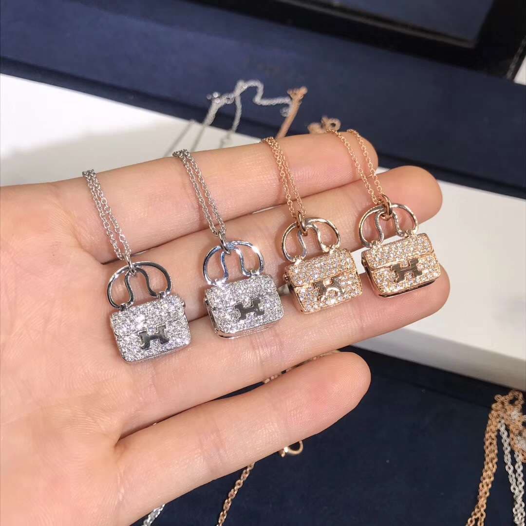 Подвеска Hermes Bag белое золото 5