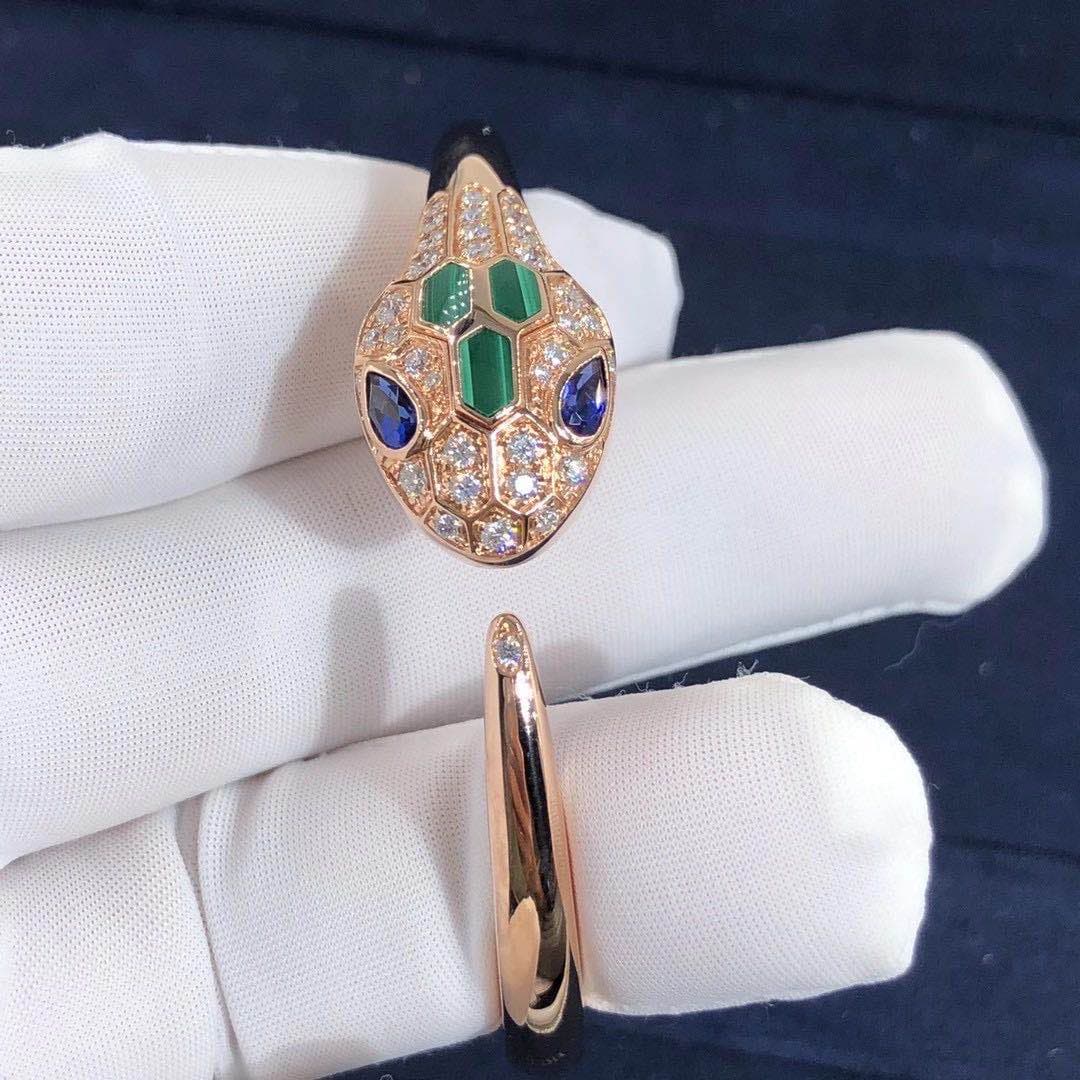Браслет Bulgari Serpenti бриллианты, изумруды, розовое золото 3