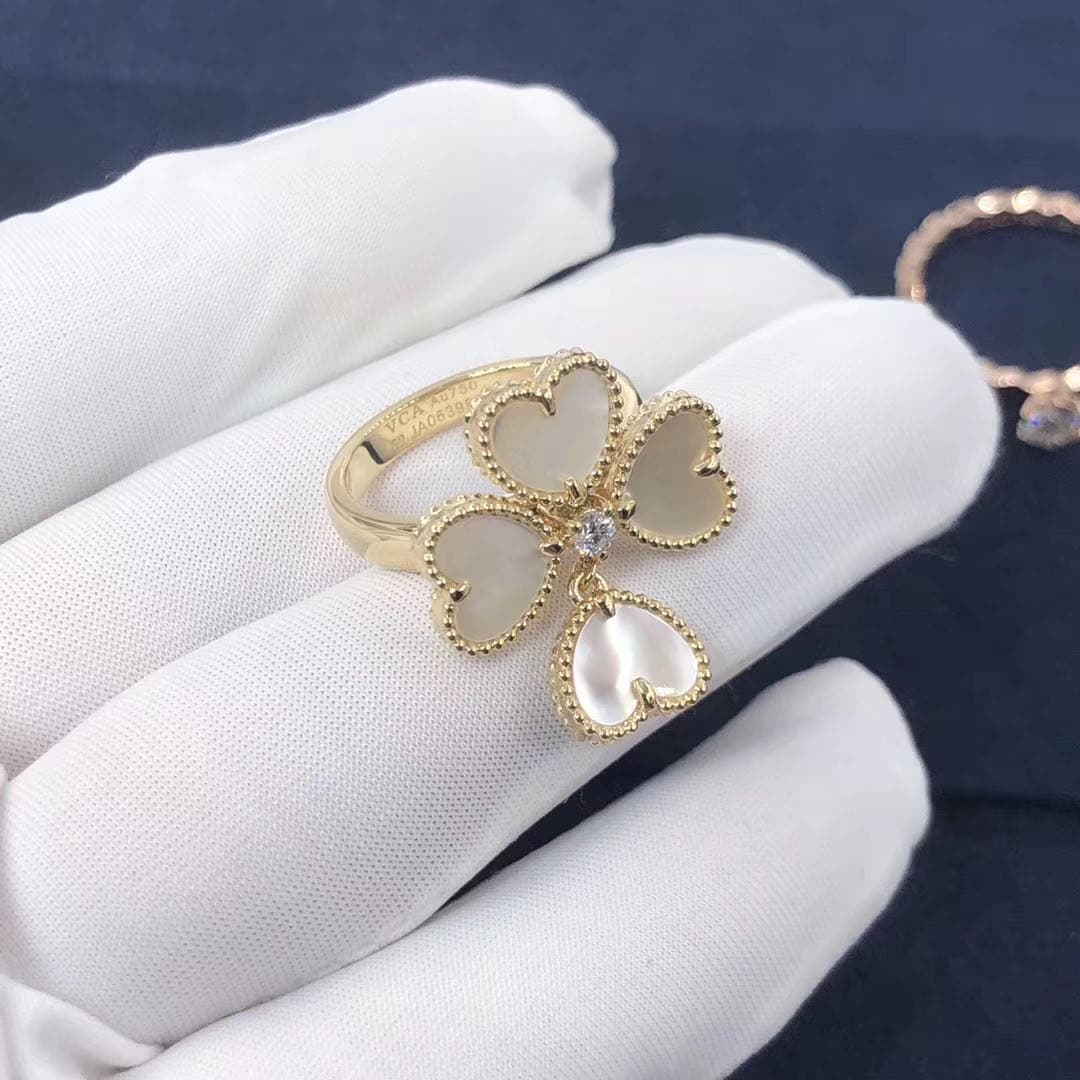 Кольцо Van Cleef & Arpels Sweet Alhambra желтое золото, перламутр, бриллиант 4