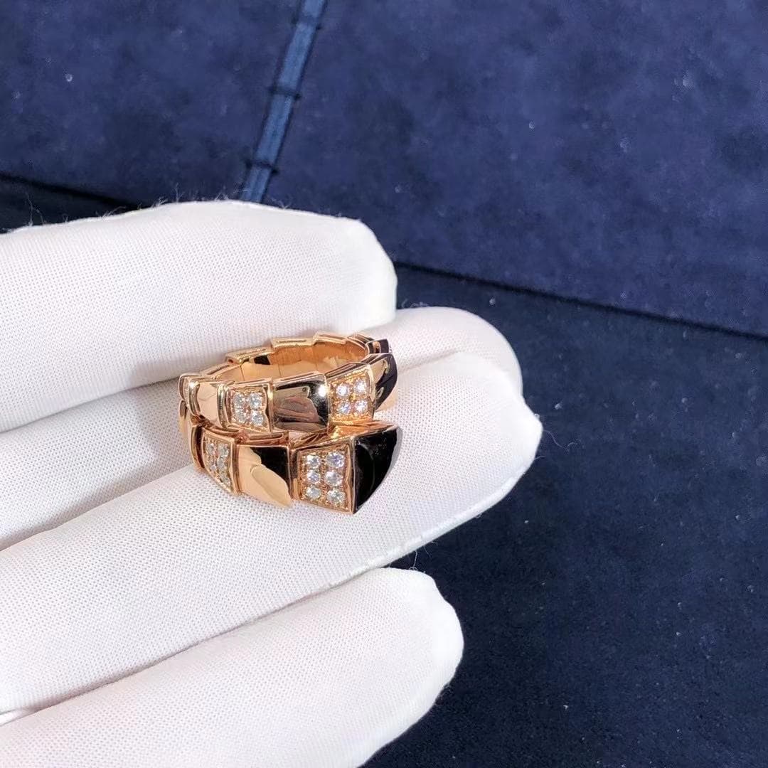 Кольцо Bulgari Serpenti Viper розовое золото, оникс, бриллианты 3