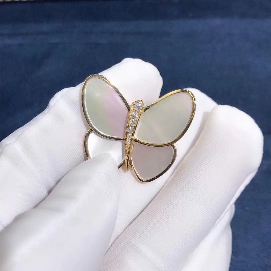 Брошь Van Cleef & Arpels бриллианты, перламутр, желтое золото 2