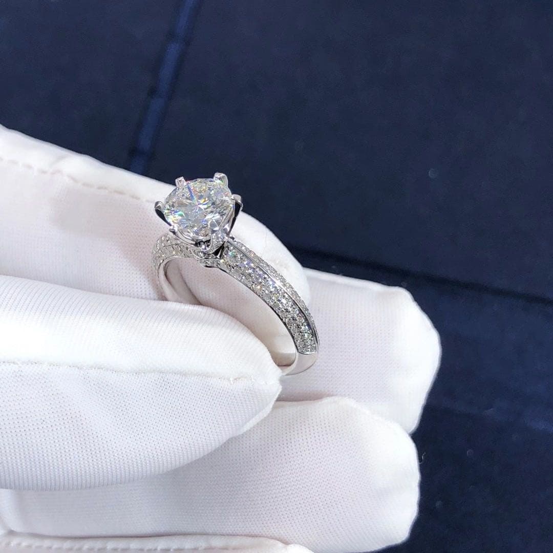 Кольцо для помолвки Tiffany бриллианты, белое золото 3