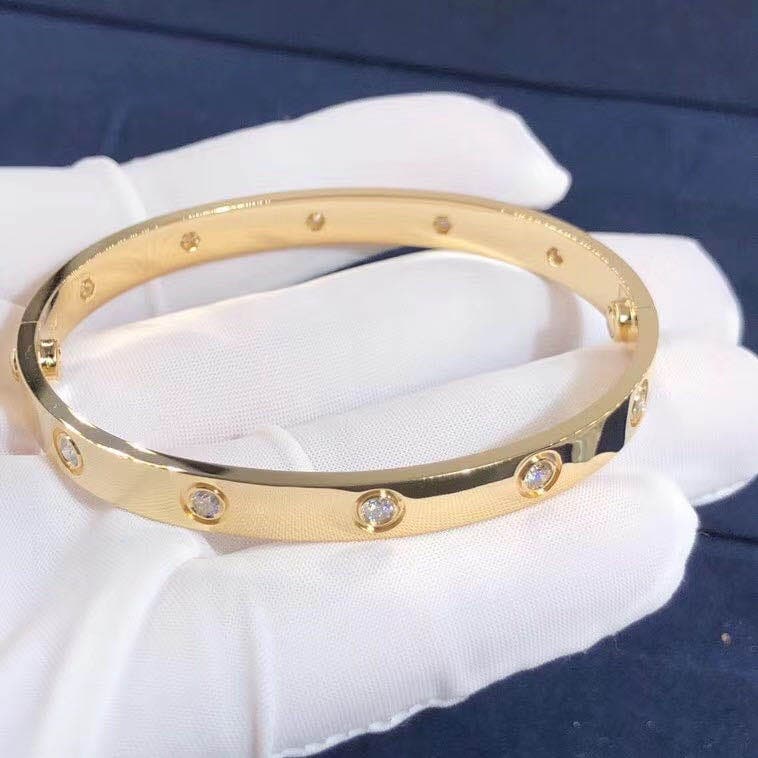 Браслет Cartier Love 10 бриллиантов, желтое золото 3