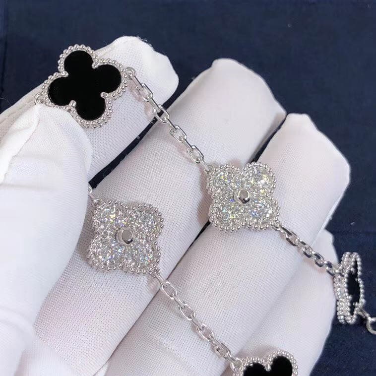Браслет Van Cleef & Arpels Vintage Alhambra 5 мотивов белое золото, бриллианты, оникс 2