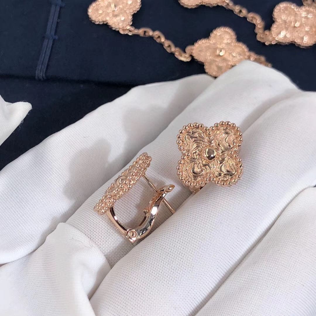 Винтажные серьги VAN CLEEF & ARPELS Alhambra розовое золото 5