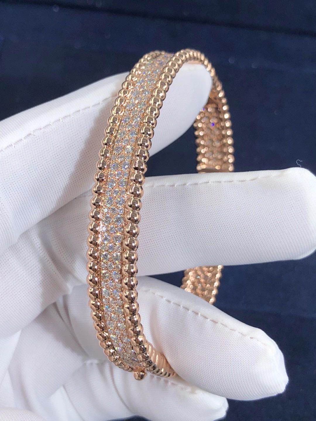 Браслет Van Cleef & Arpels Perlée с 3 рядами бриллиантов розовое золото 5