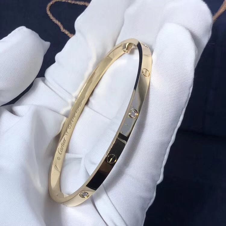 Браслет Cartier Love маленькая модель 6 бриллиантов, белое, розовое, желтое золото 3