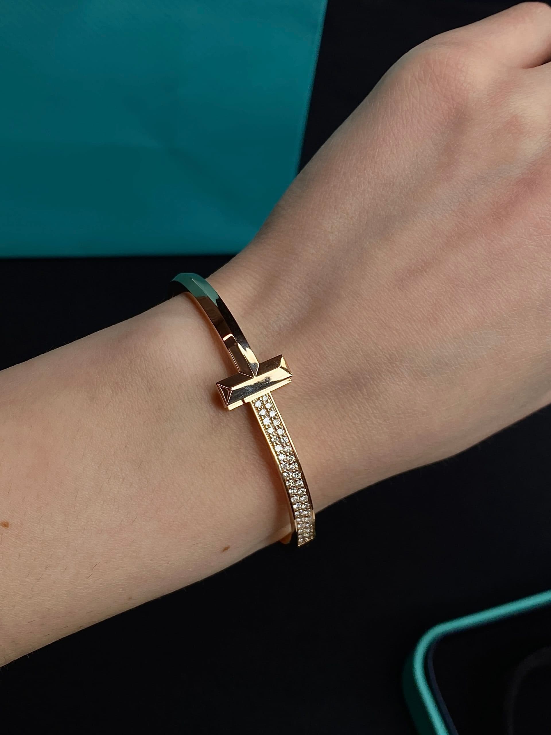 Браслет Tiffany T розовое золото, бриллианты 3