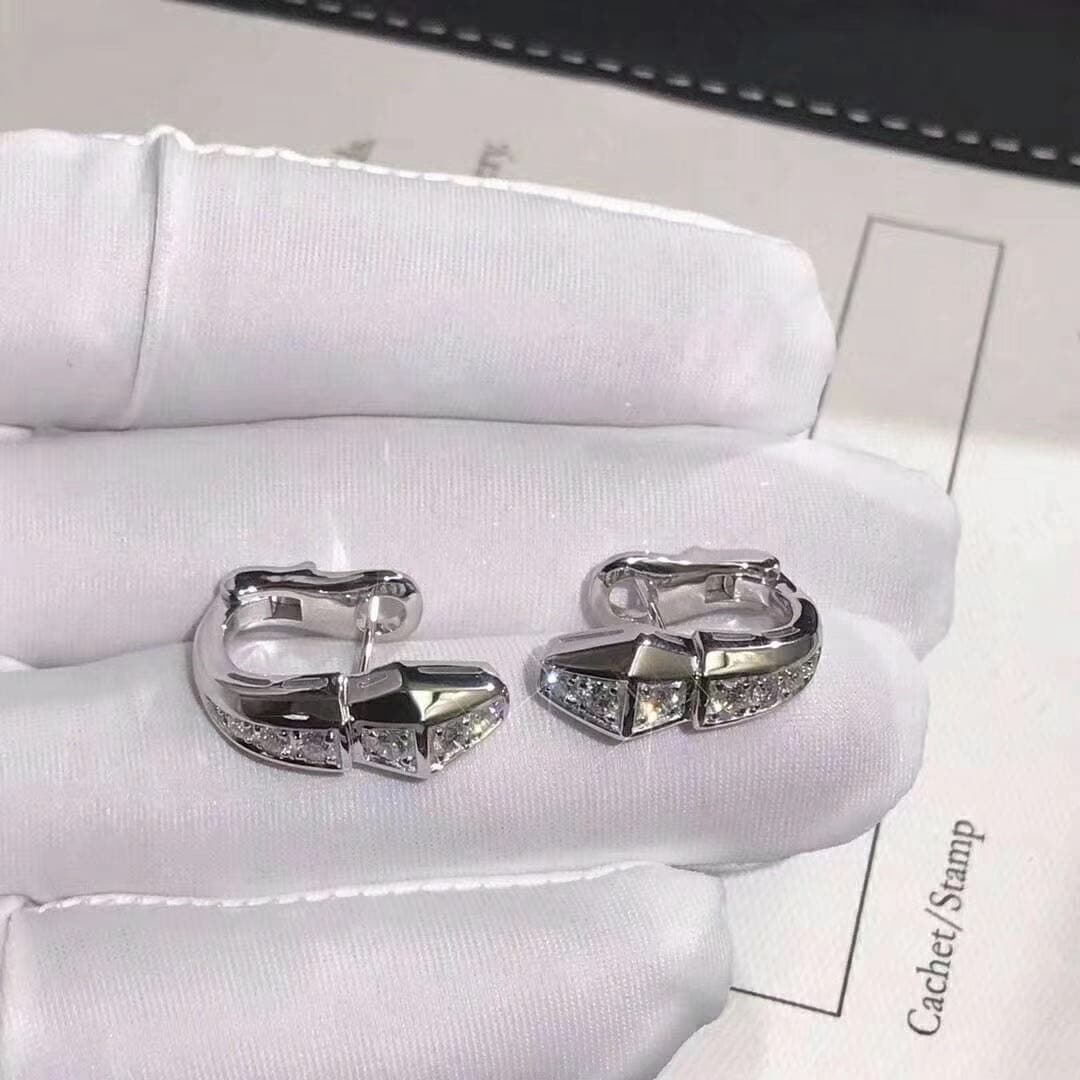 Серьги Bulgari Serpenti бриллианты, белое золото 2