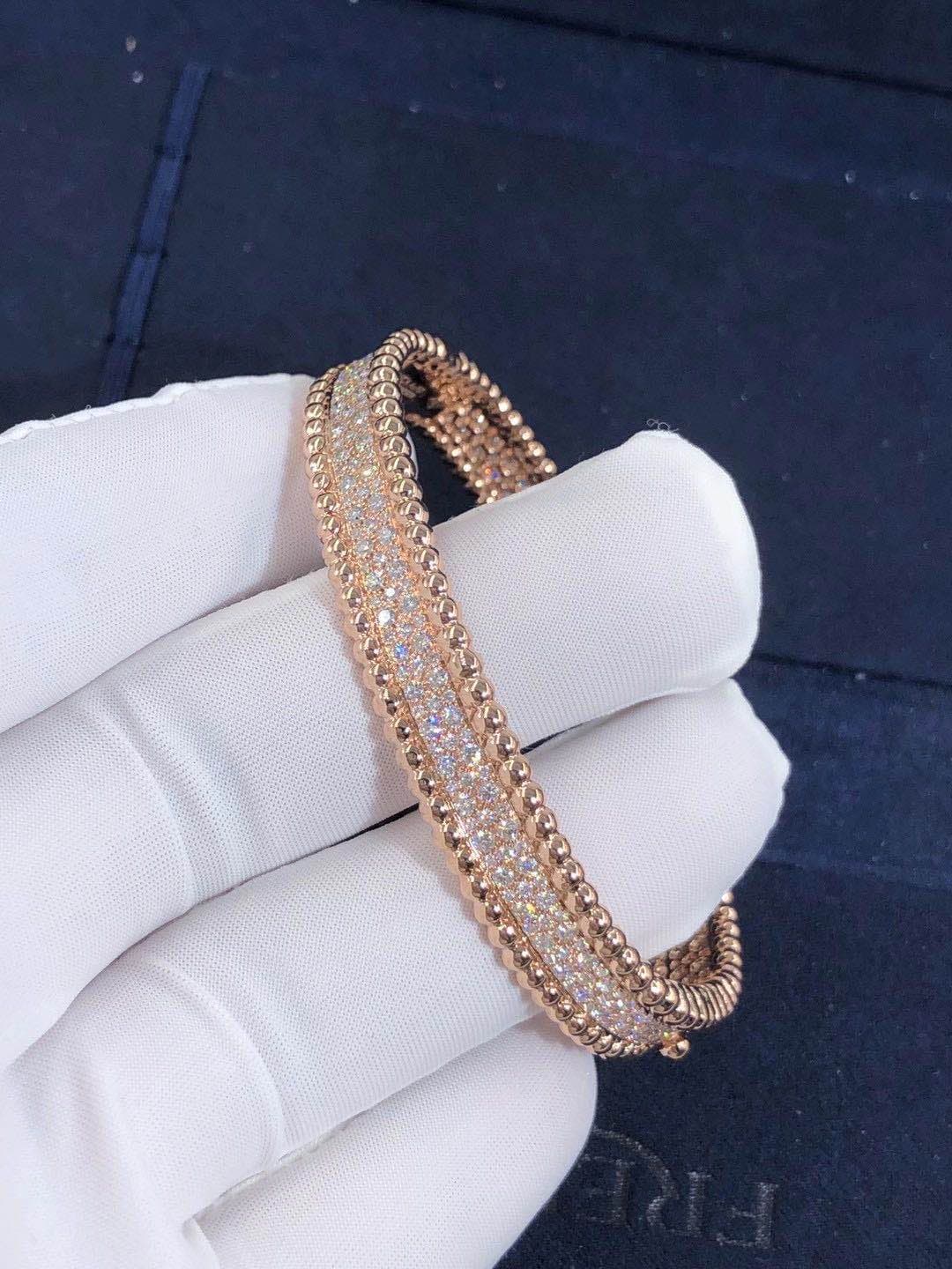 Браслет Van Cleef & Arpels Perlée с 3 рядами бриллиантов розовое золото 3