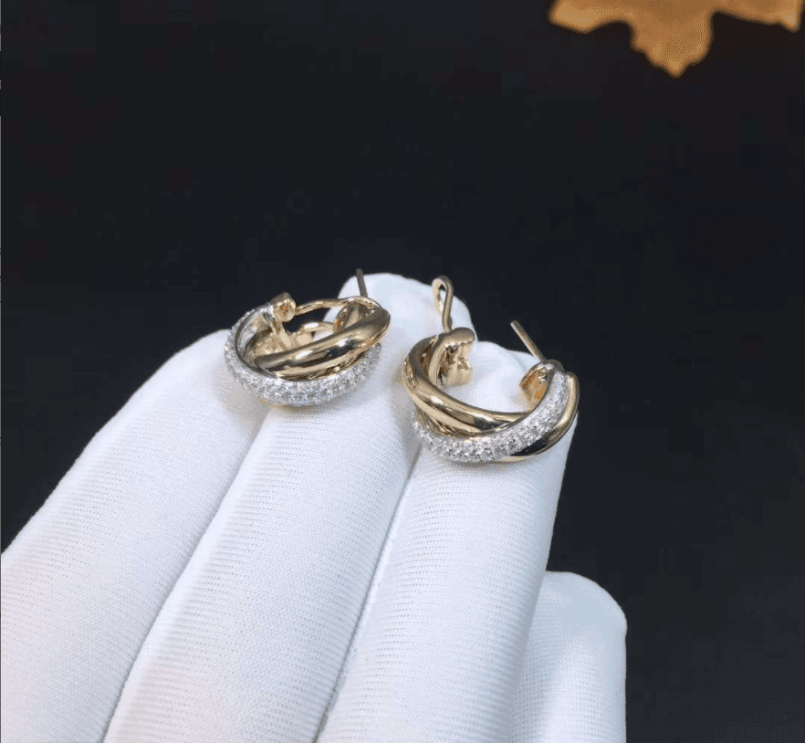 Серьги Cartier Trinity белое, розовое, желтое золото,бриллианты 3