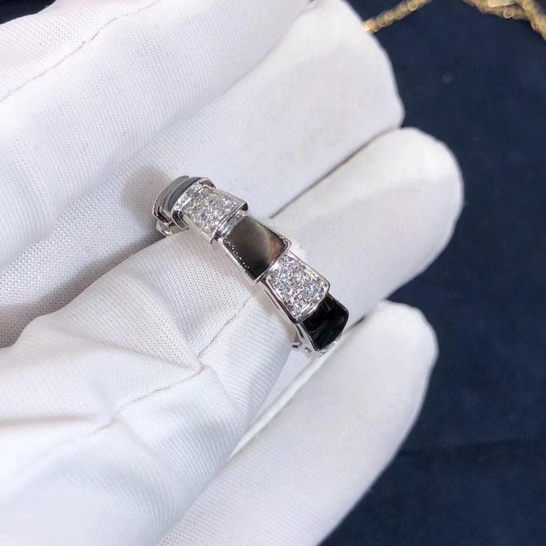 Кольцо Bulgari Serpenti белое золото, серый перламутр, бриллианты 6