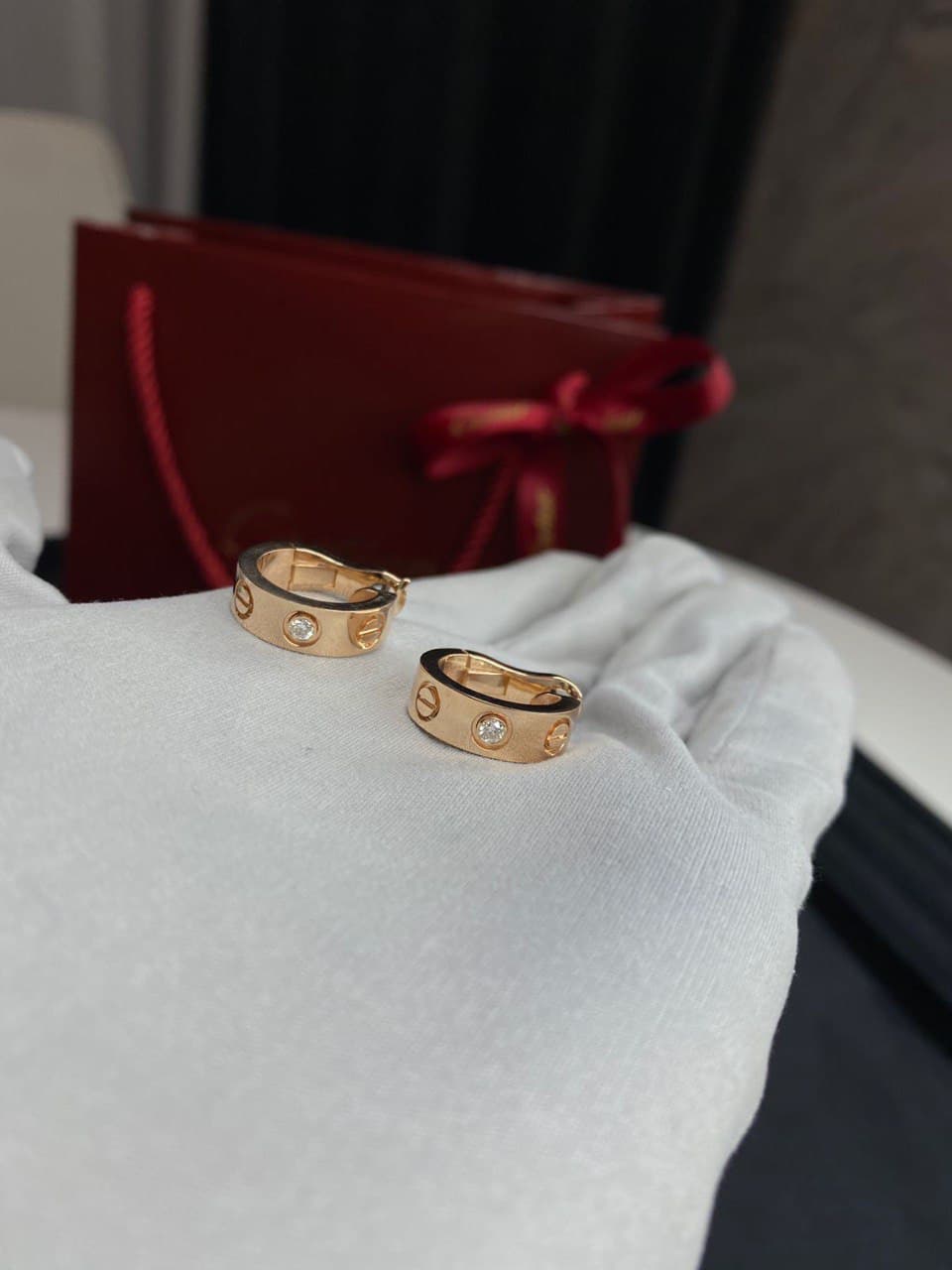Серьги Cartier Love розовое золото, бриллианты 7