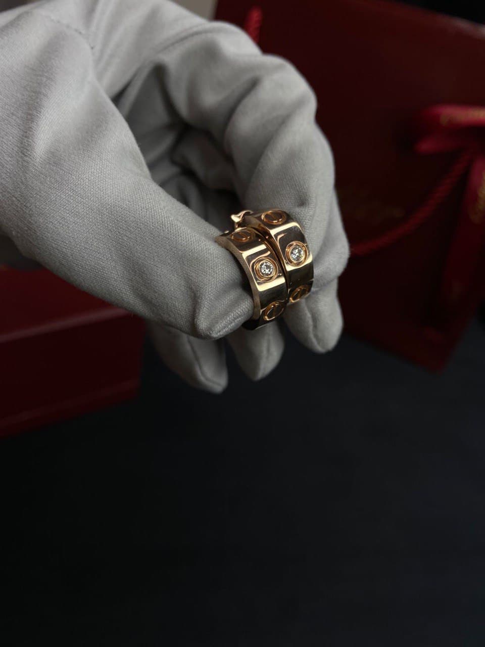Серьги Cartier Love розовое золото, бриллианты 4