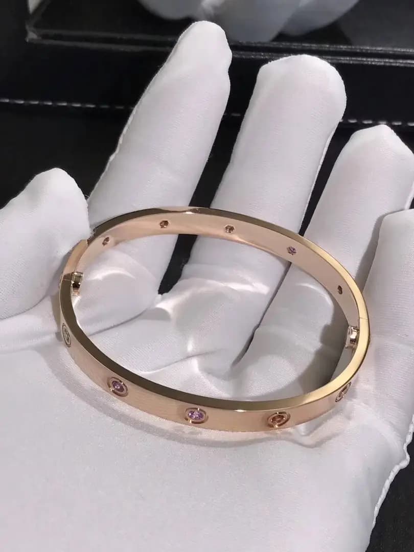 Браслет Cartier Love 10 драгоценных камней, розовое золото 4