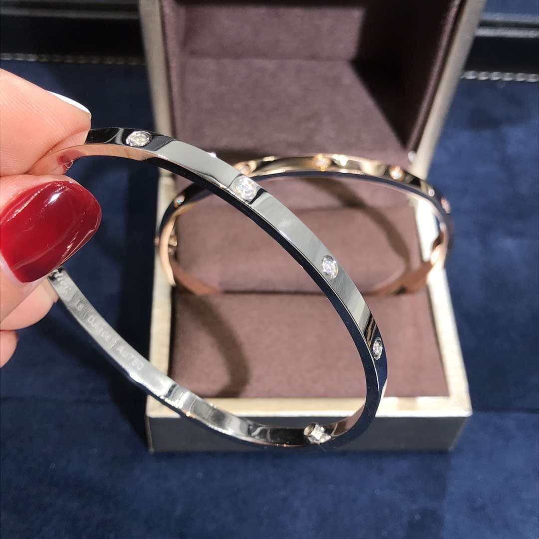 Браслет Cartier Love маленькая модель 10 бриллиантов, розовое золото 6