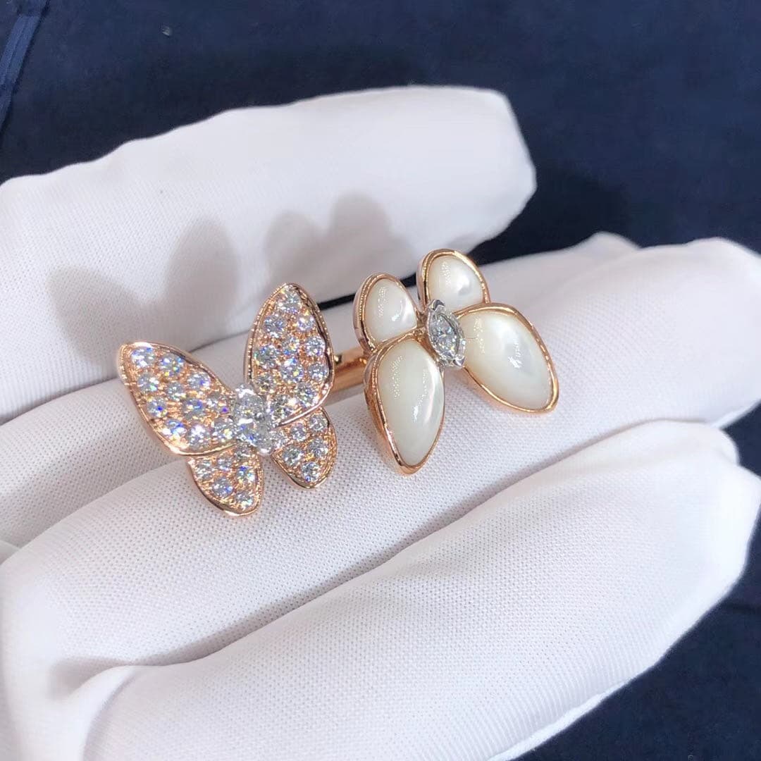 Кольцо Van Cleef & Arpels Two Butterfly розовое золото 1