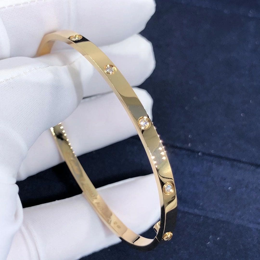 Браслет Cartier Love маленькая модель 10 бриллиантов, желтое золото 3