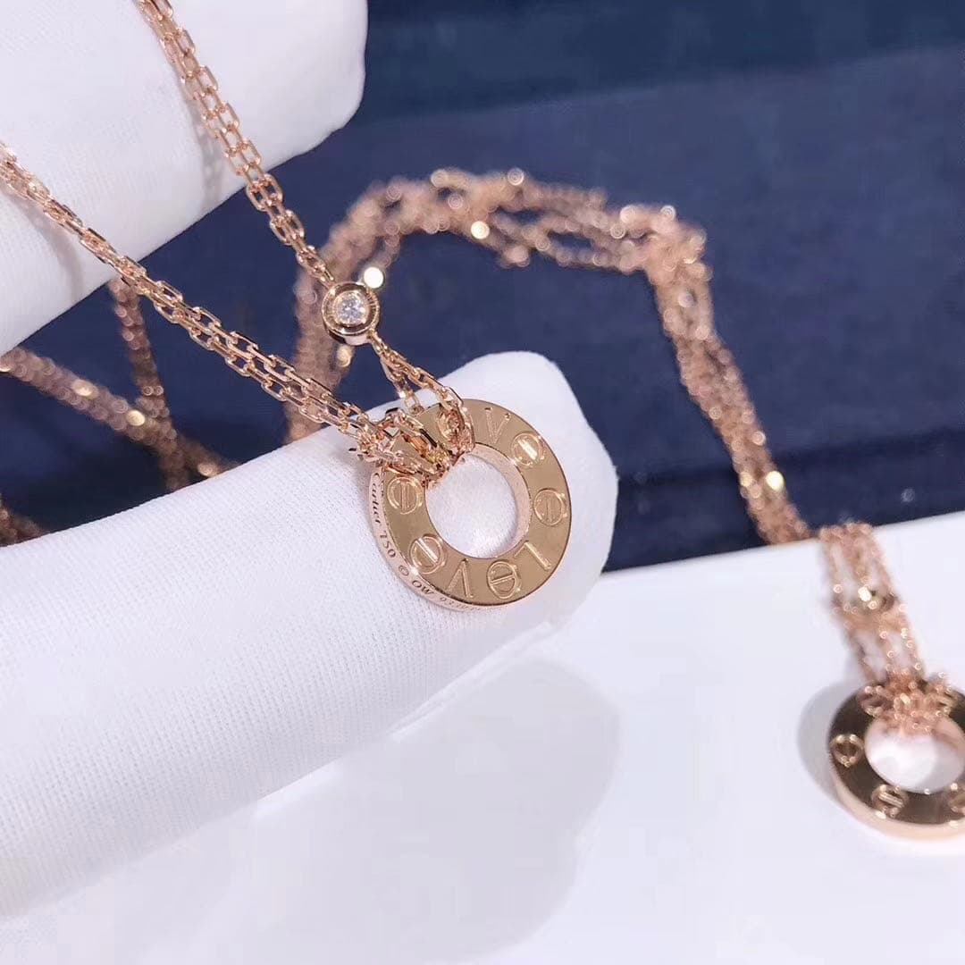 Подвеска Cartier Love 2 бриллианта, белое, розовое, желтое золото 4