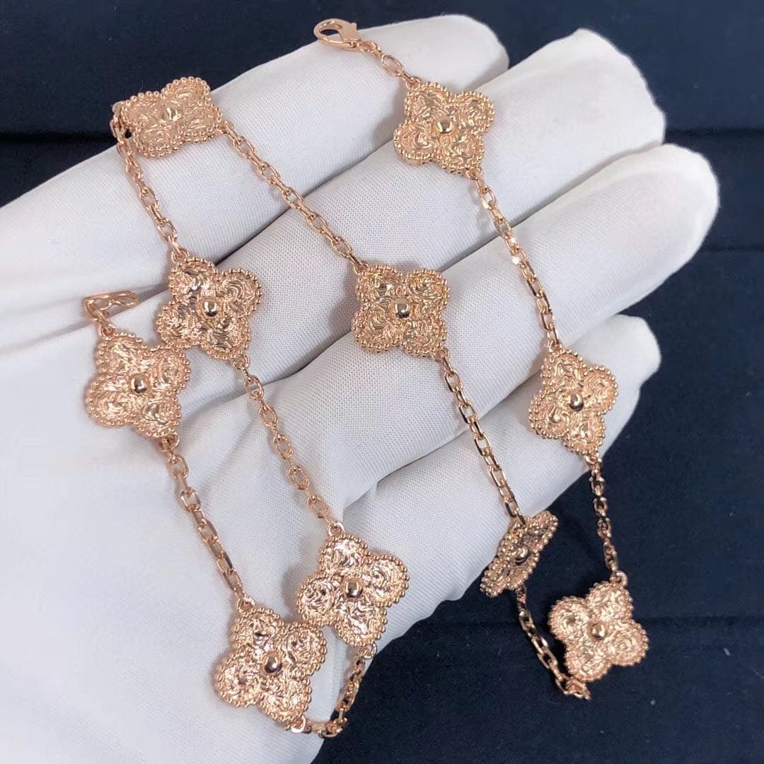 Колье Van Cleef & Arpels Vintage Alhambra 10 мотивов желтое золото 6