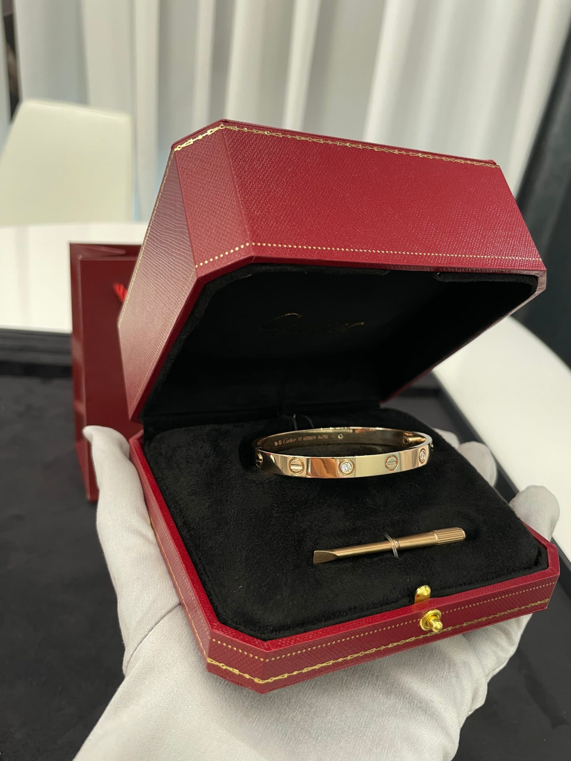 Браслет Cartier Love розовое золото, 4 бриллианта 4