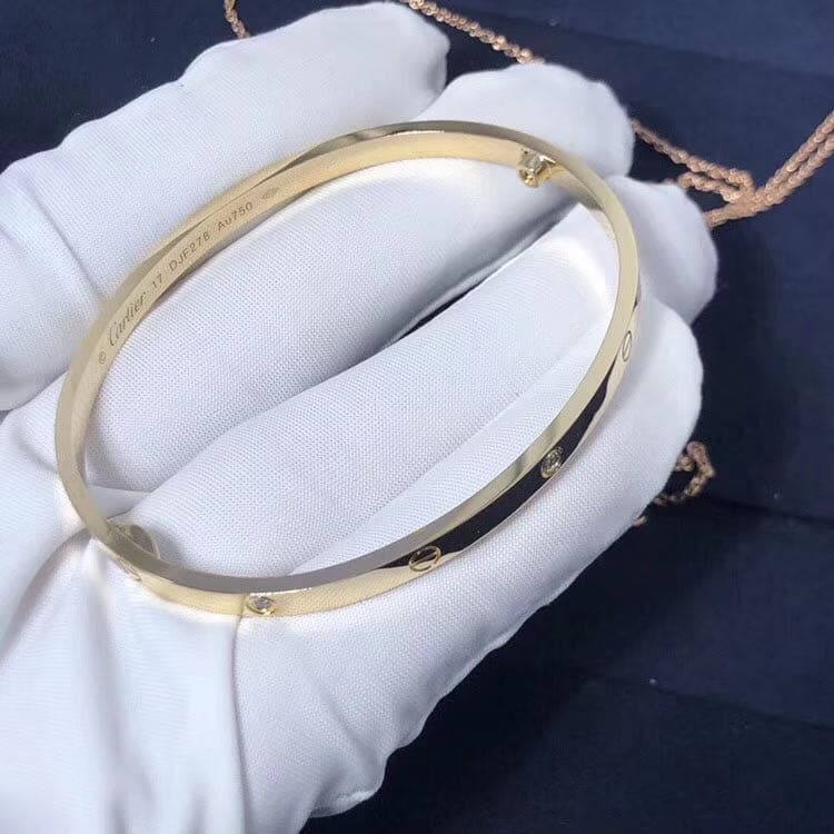 Браслет Cartier Love тонкая модель, 0,12ct 2