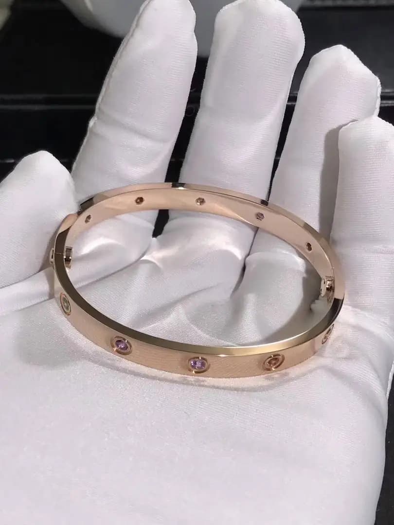 Браслет Cartier Love 10 драгоценных камней, розовое золото 5