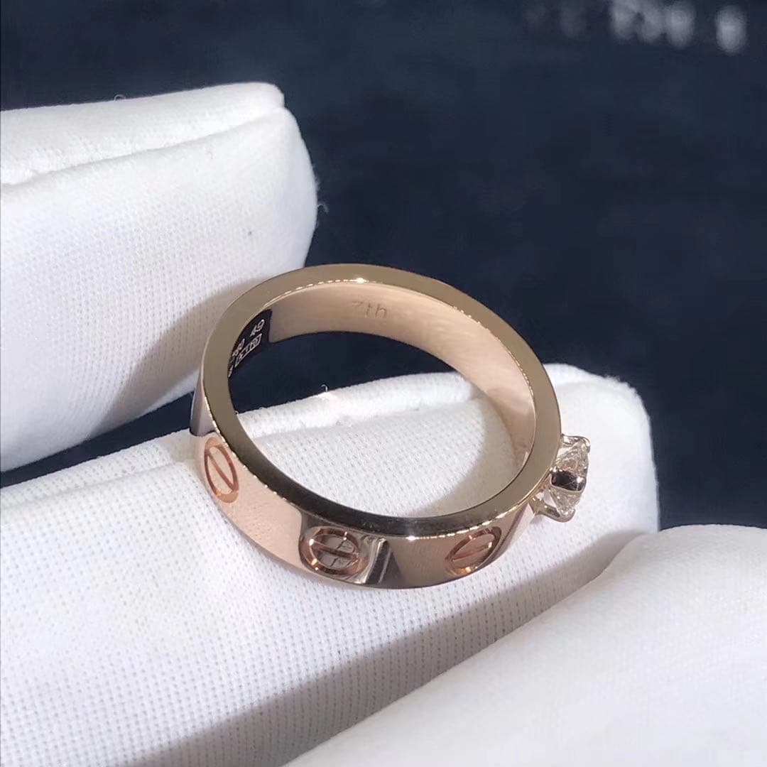 Кольцо для помолвки Cartier Love 1 бриллиант, розовое золото 5