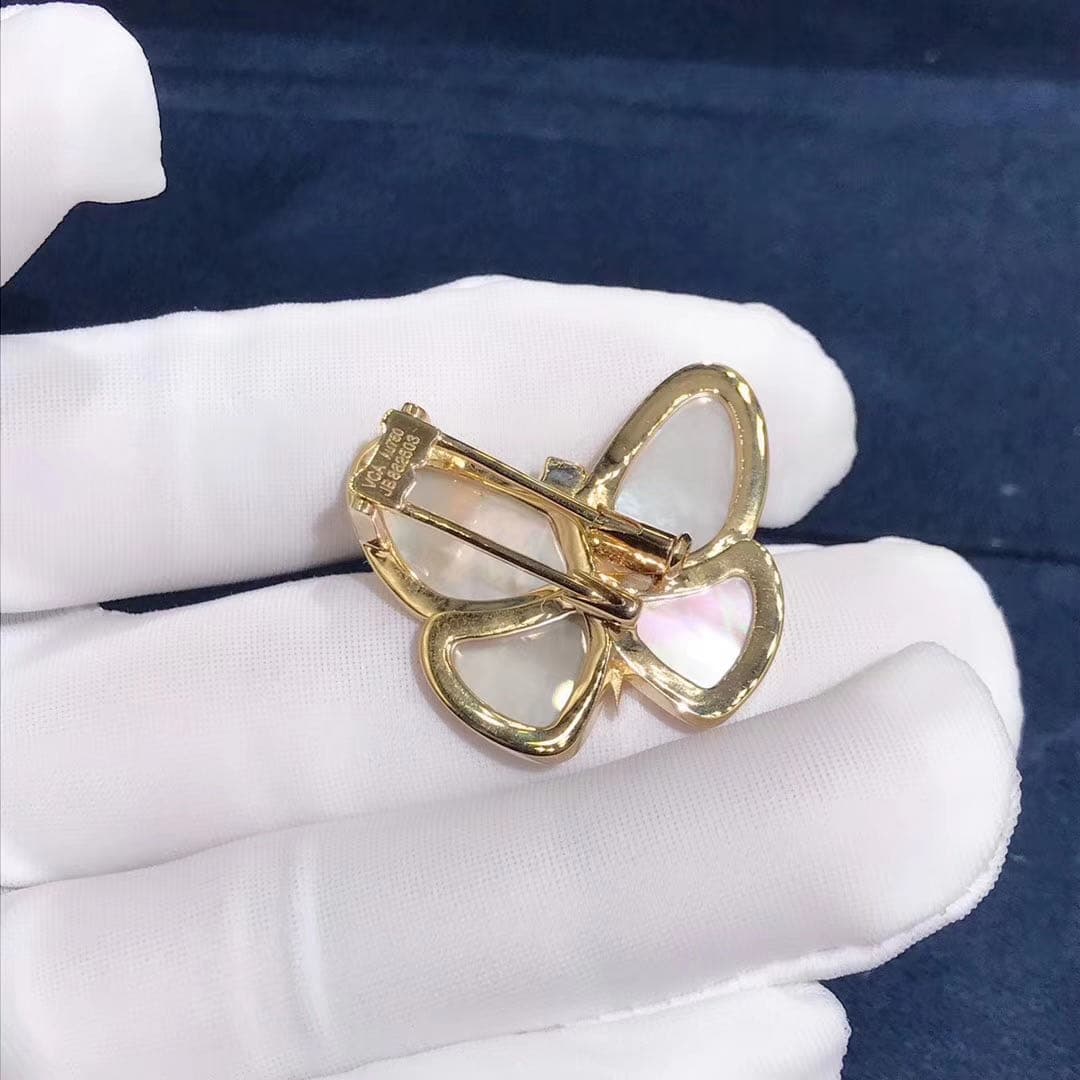 Брошь Van Cleef & Arpels бриллианты, перламутр, желтое золото 6
