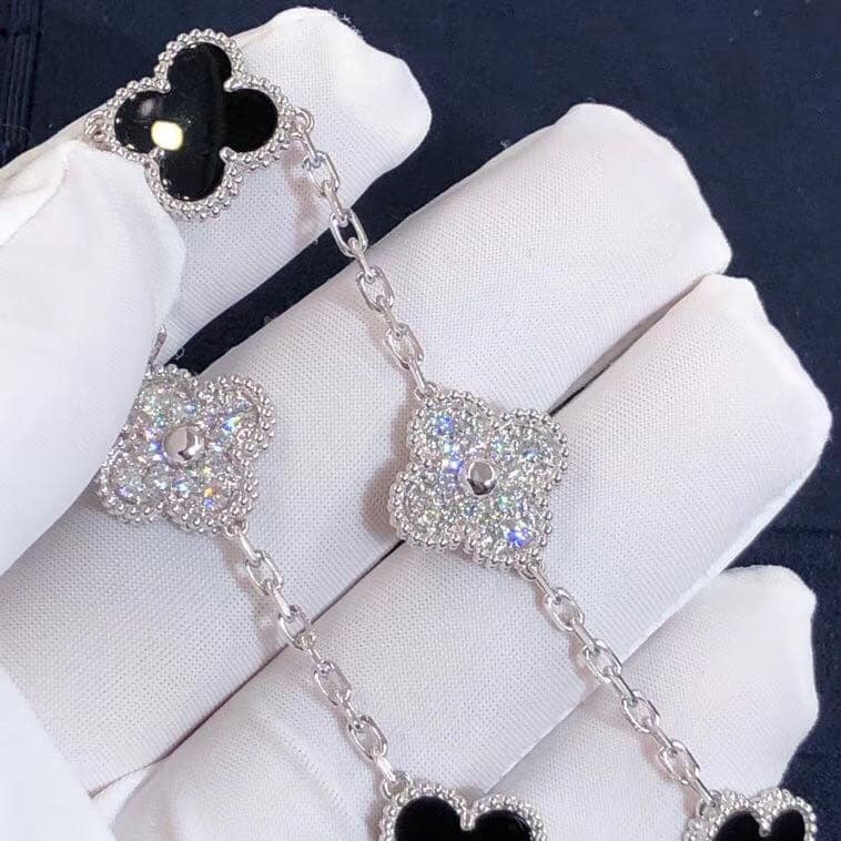 Браслет Van Cleef & Arpels Vintage Alhambra 5 мотивов белое золото, бриллианты, оникс 3