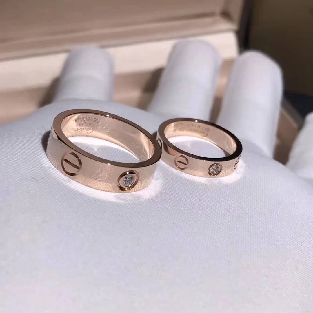 Кольцо обручальное Cartier Love 1 бриллиант, розовое золото 3
