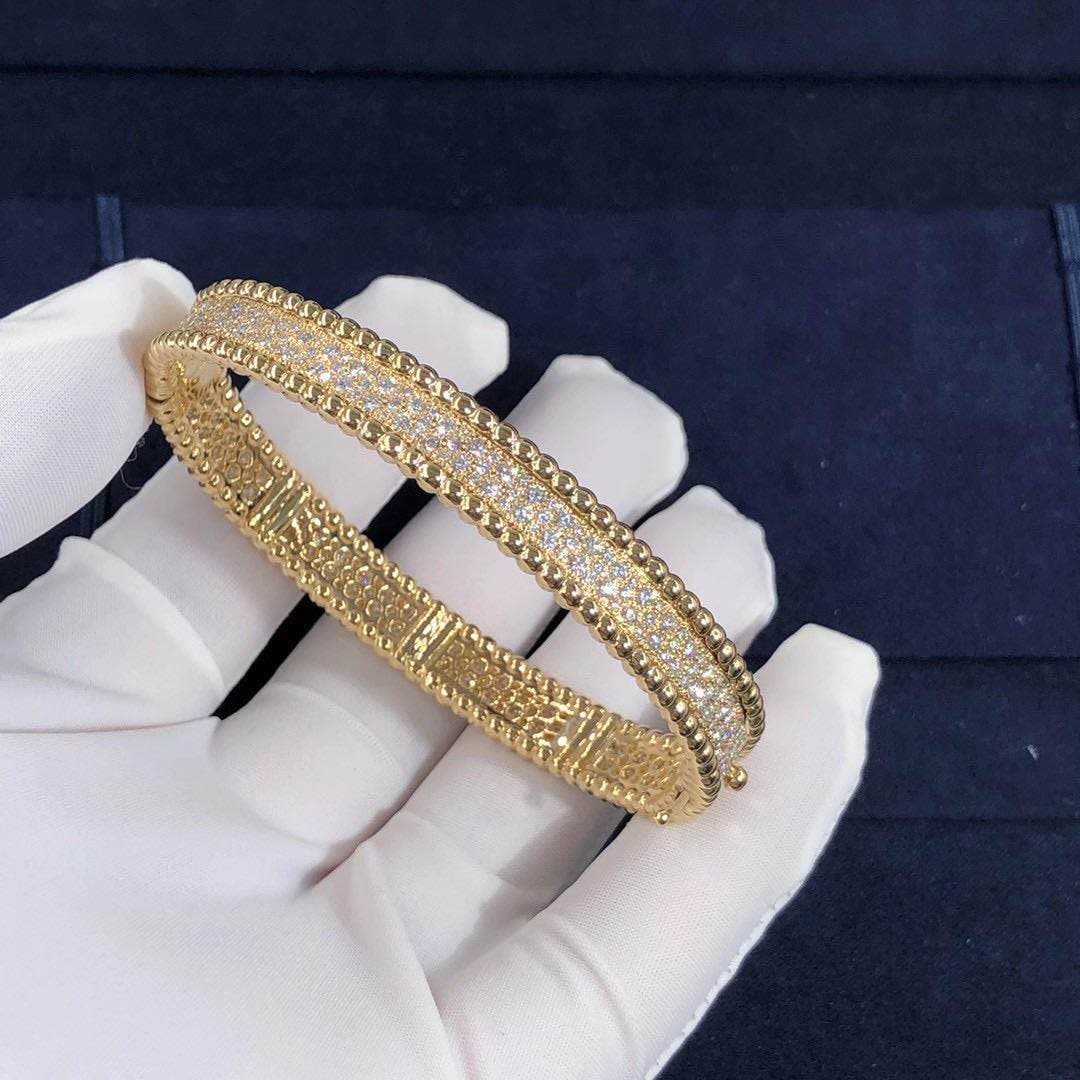 Браслет Van Cleef & Arpels Perlée с 3 рядами бриллиантов желтое золото 3