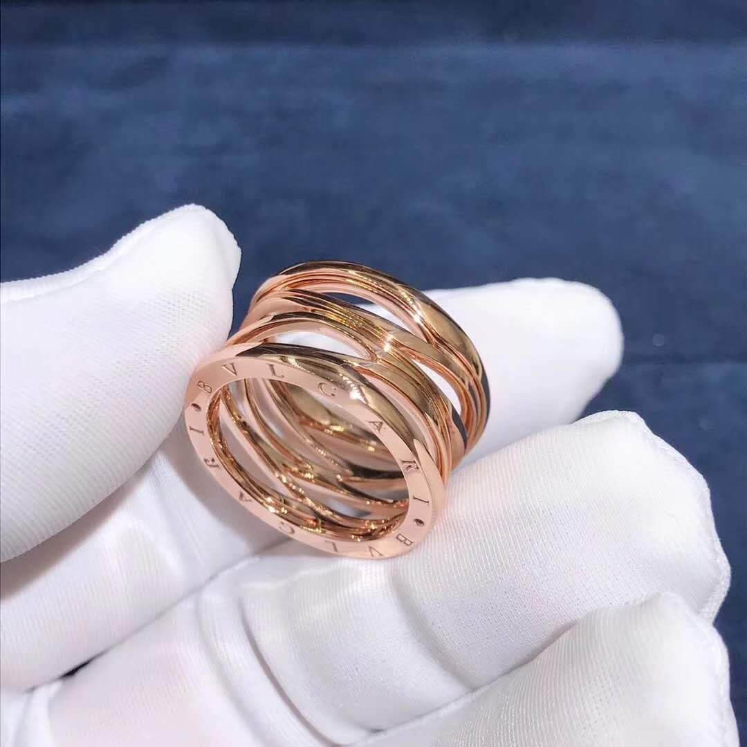 Кольцо Bulgari B.Zero1 с четырьмя полосами розовое золото 3
