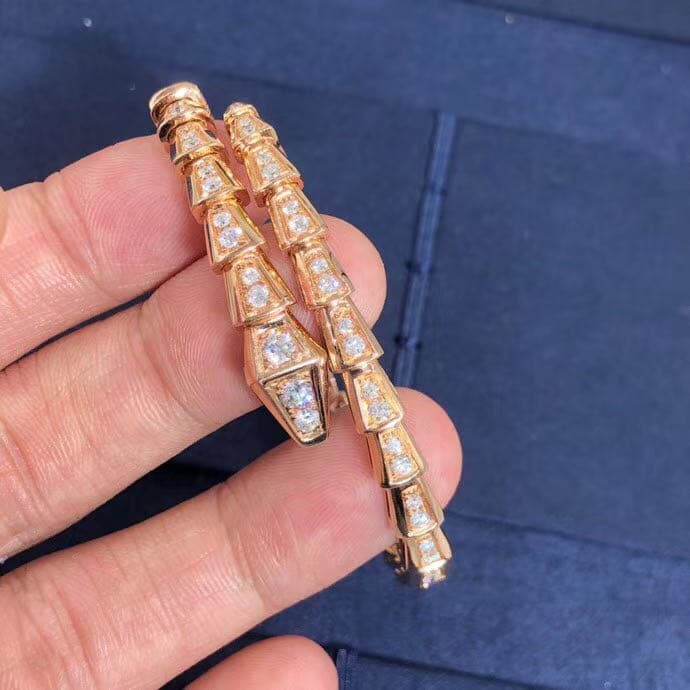 Браслет Bulgari Serpenti с бриллиантовым паве розовое золото 9