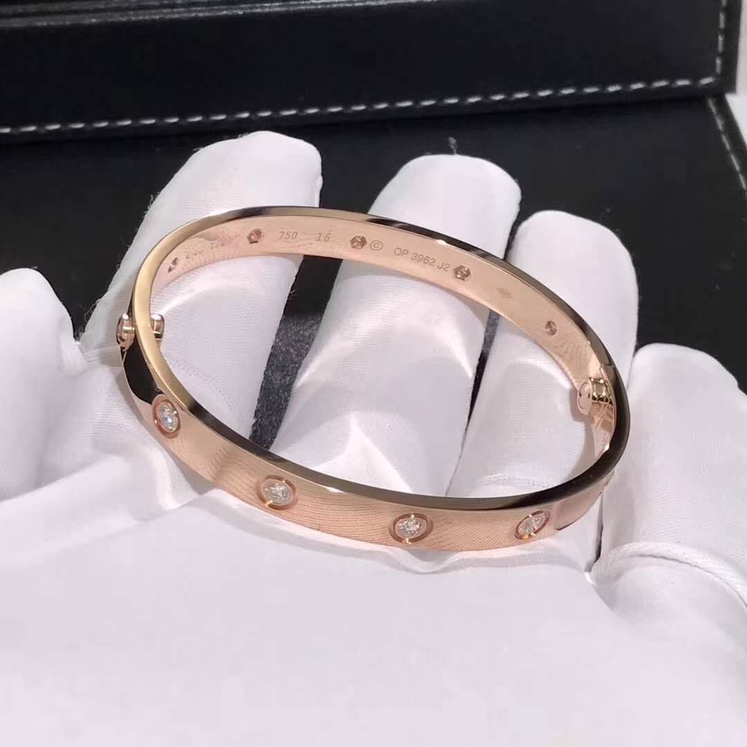 Браслет Cartier Love 10 бриллиантов, розовое золото 2