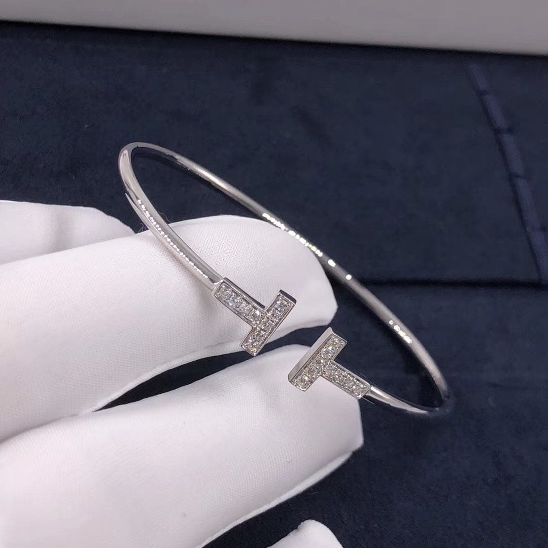 Браслет Tiffany T Wire бриллианты, белое золото 2