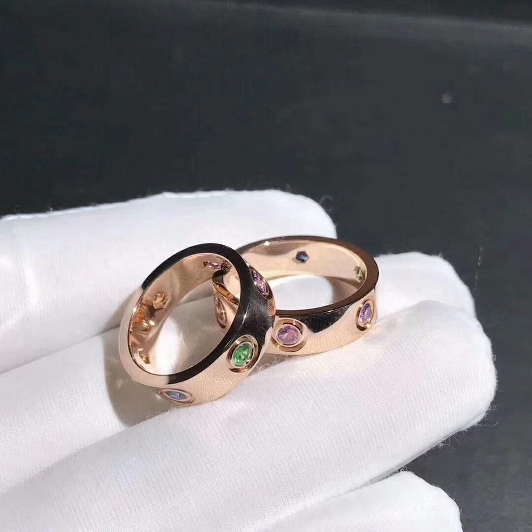 Кольцо Cartier Love драгоценные камни, розовое золото 1