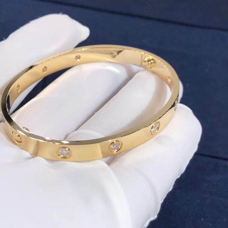 Браслет Cartier Love 10 бриллиантов, желтое золото 4