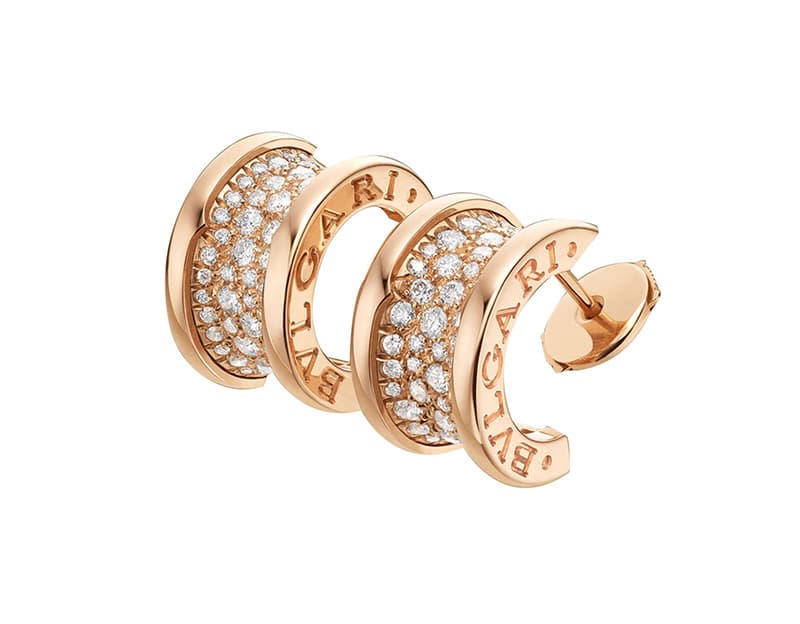 Серьги Bvlgari B.zero1, розовое золото, бриллианты