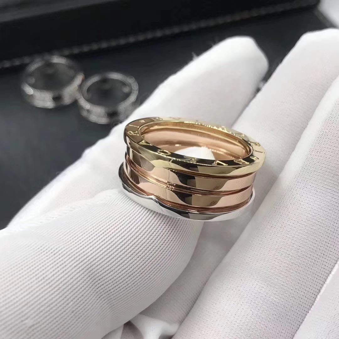Кольцо Bulgari B.zero1 розовое, белое, желтое золото 2