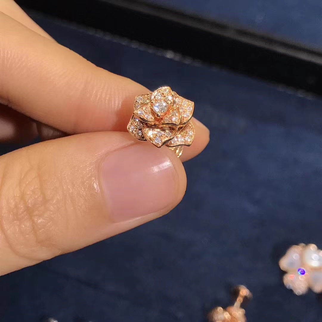 Серьги Piaget Rose бриллианты, белое, розовое золото 3