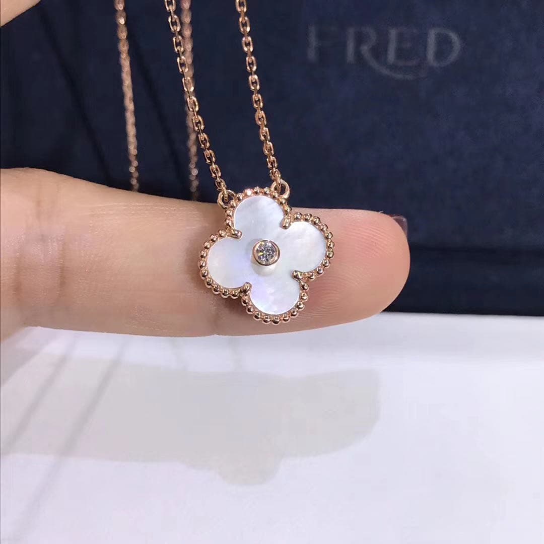 Подвеска Van Cleef розовое золото, перламутр, бриллиант 2
