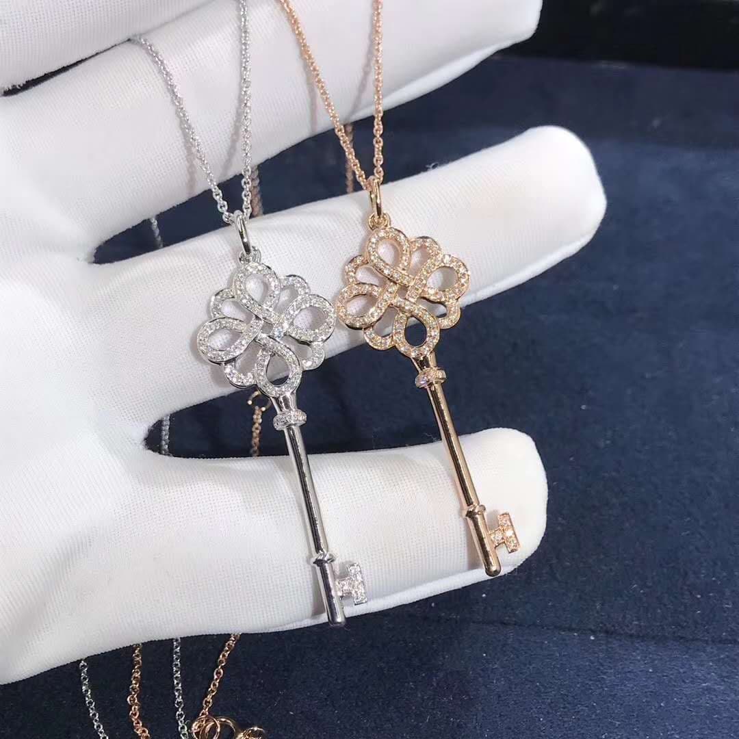 Подвеска Tiffany Keys белое, розовое золото, бриллианты 1
