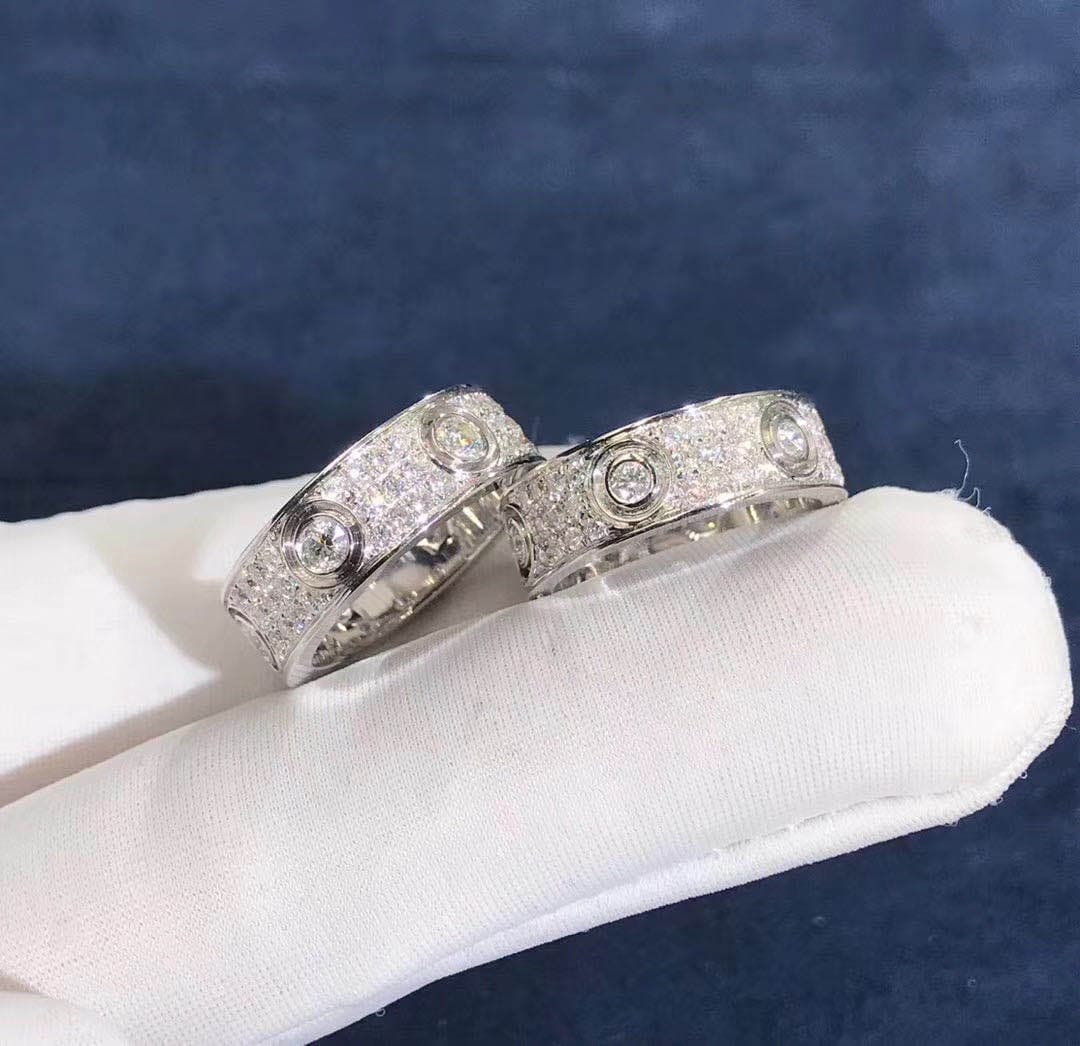 Кольцо Cartier Love Pave Diamonds белое золото 3
