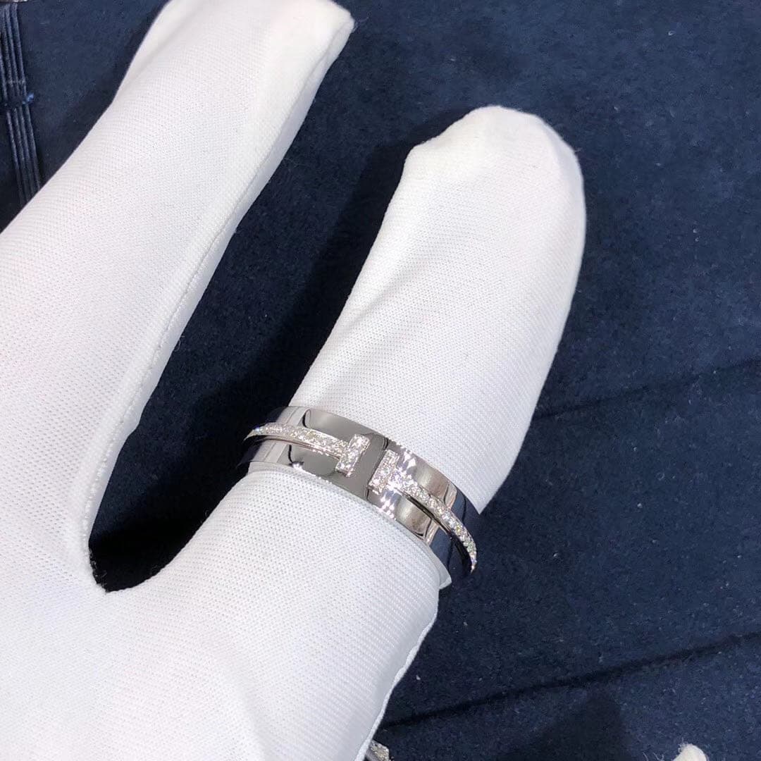 Кольцо Tiffany T бриллианты, белое золото 4