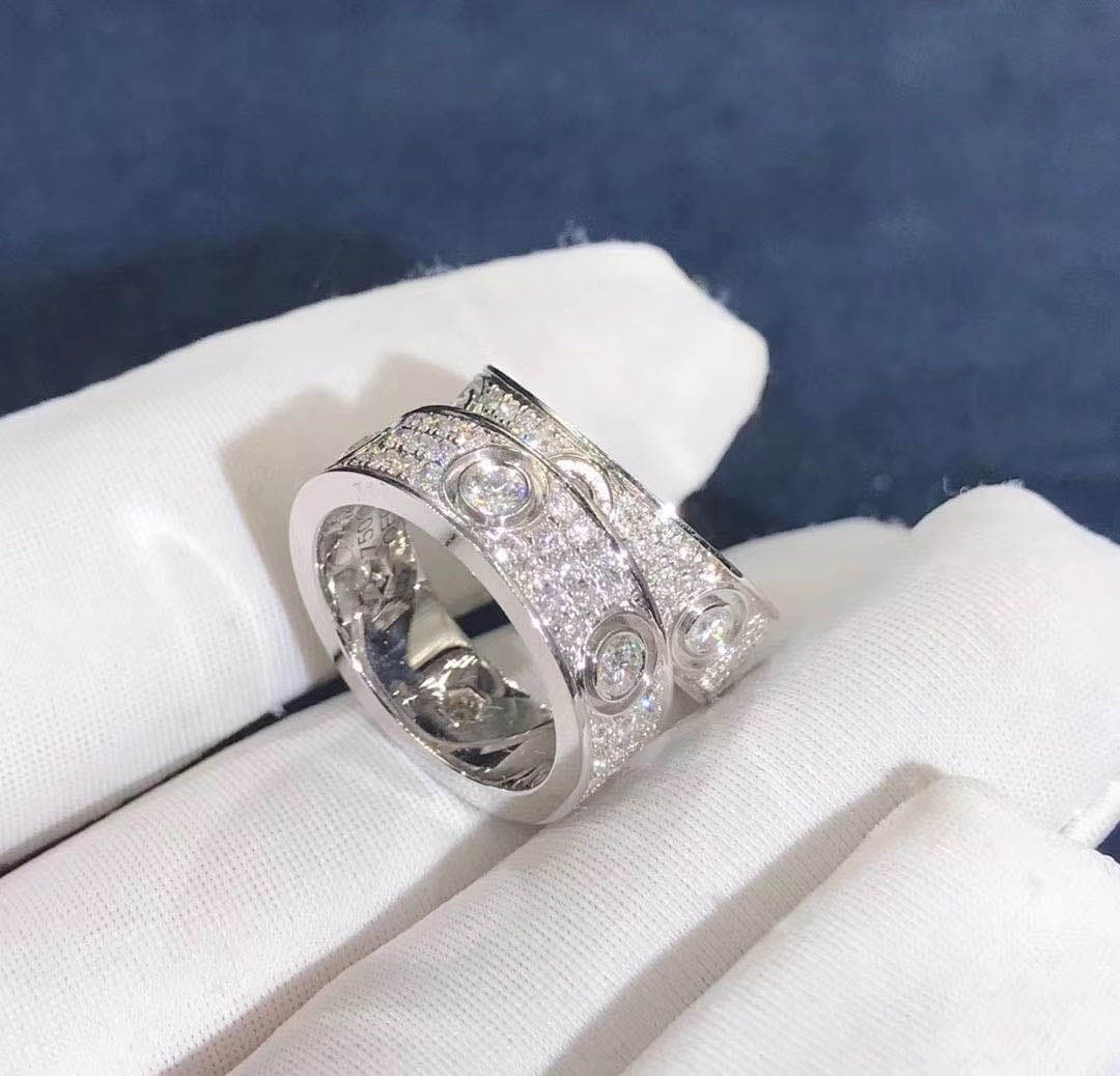 Кольцо Cartier Love Pave Diamonds белое золото 2