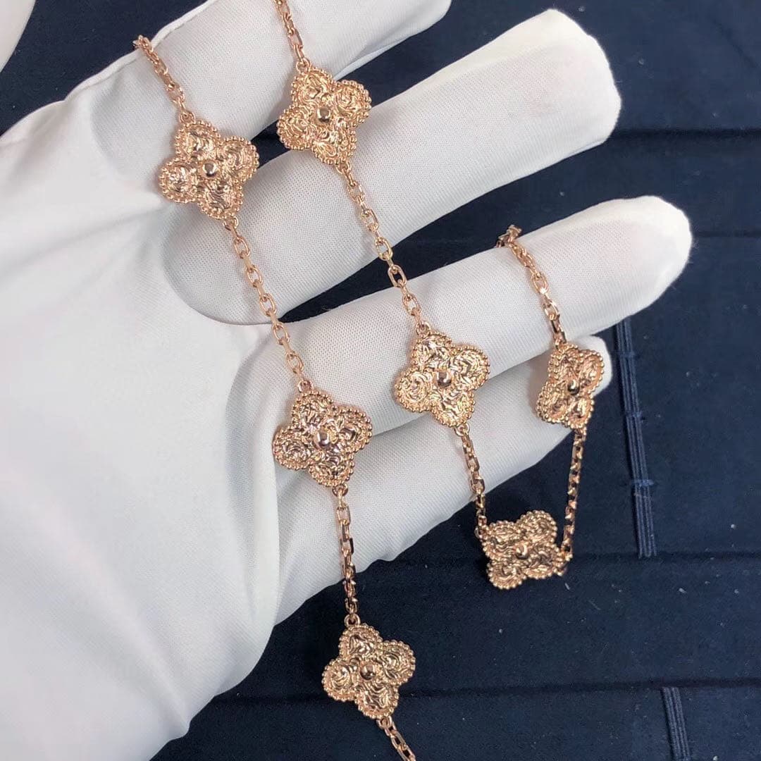 Колье Van Cleef & Arpels Vintage Alhambra 10 мотивов желтое золото 7