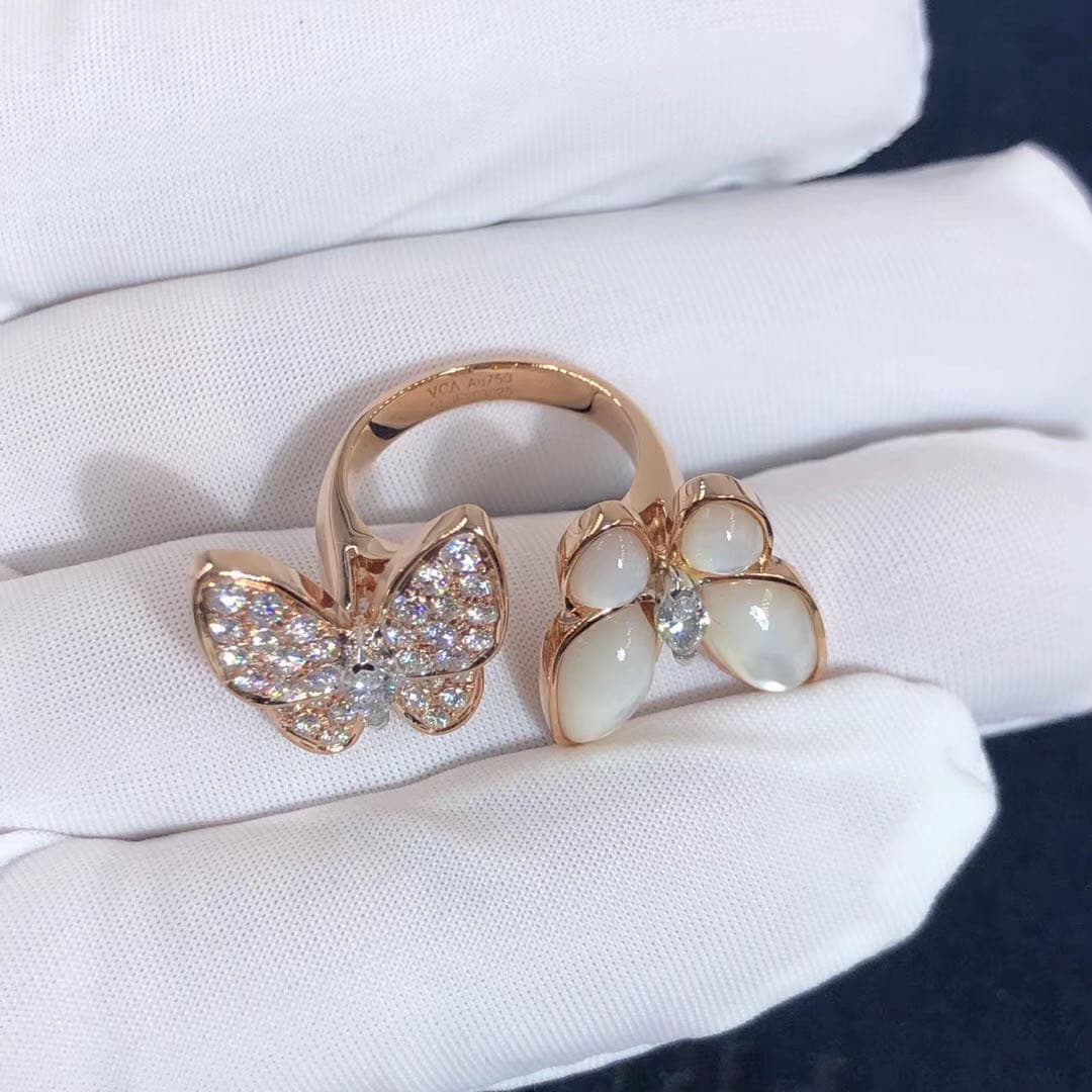 Кольцо Van Cleef & Arpels Two Butterfly розовое золото 2