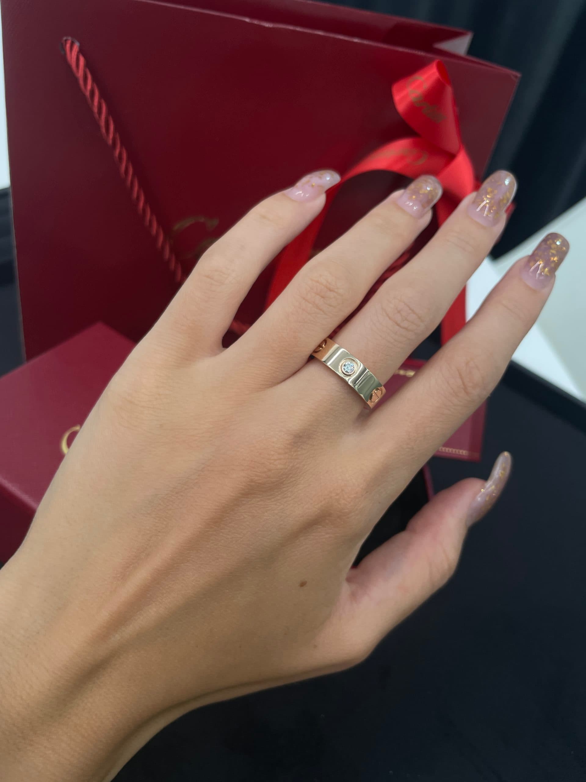 Кольцо Love розовое золото, 3 бриллианта 4